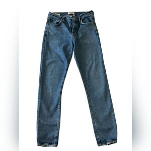 Classic AGOLDE Toni Mid Rise Straight Blue Jeans